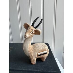 Vintage Artesania Rinconada Ceramic Gazelle Figurine Long Horn Uruguay